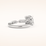 1.5 CT Round Shaped Pave Moissanite Engagement Ring