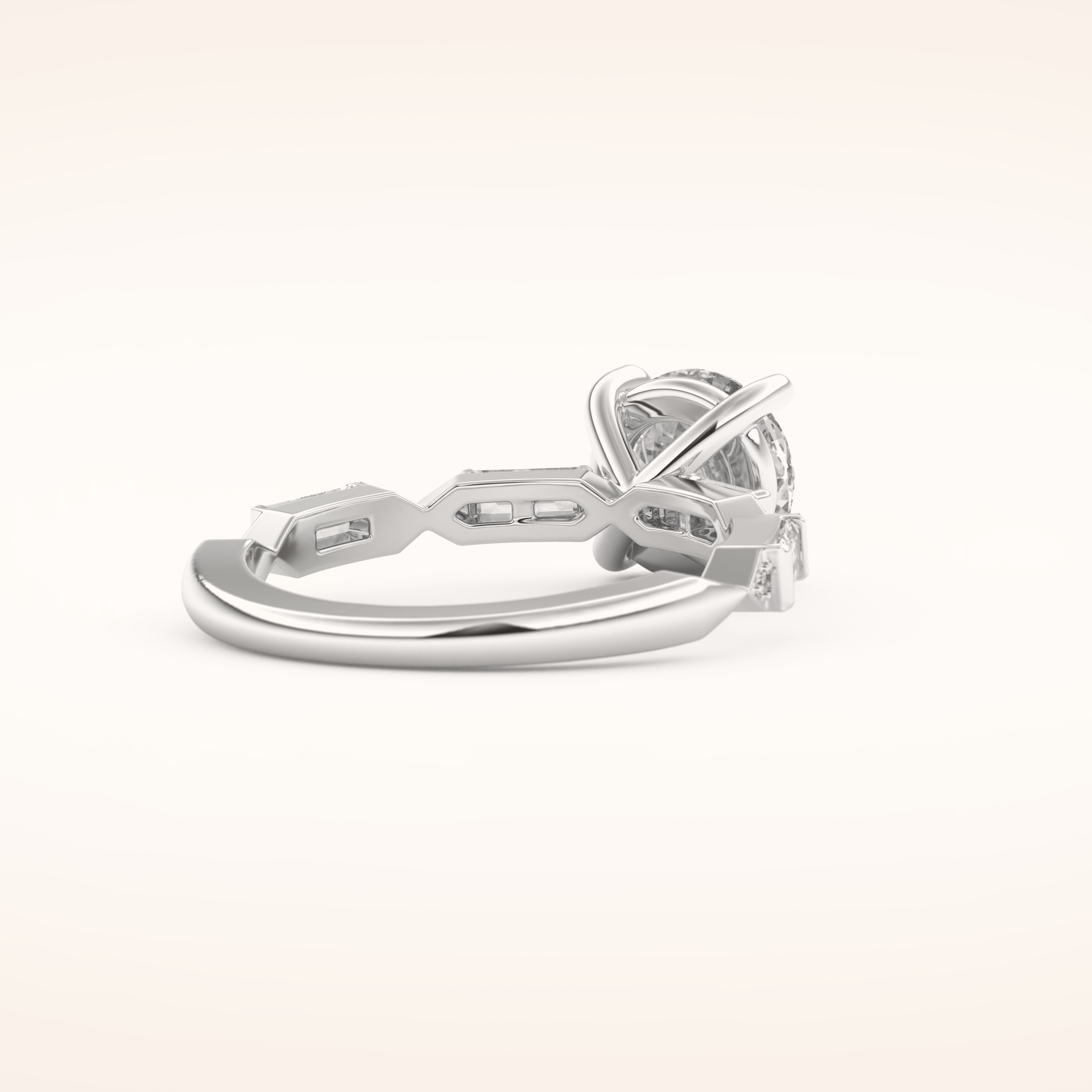 1.5 CT Round Shaped Pave Moissanite Engagement Ring