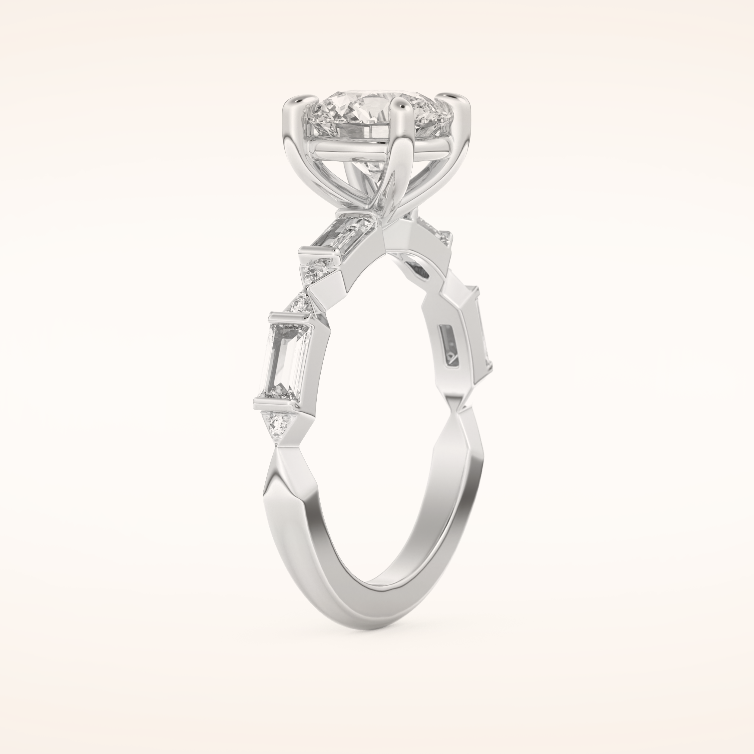 1.5 CT Round Shaped Pave Moissanite Engagement Ring
