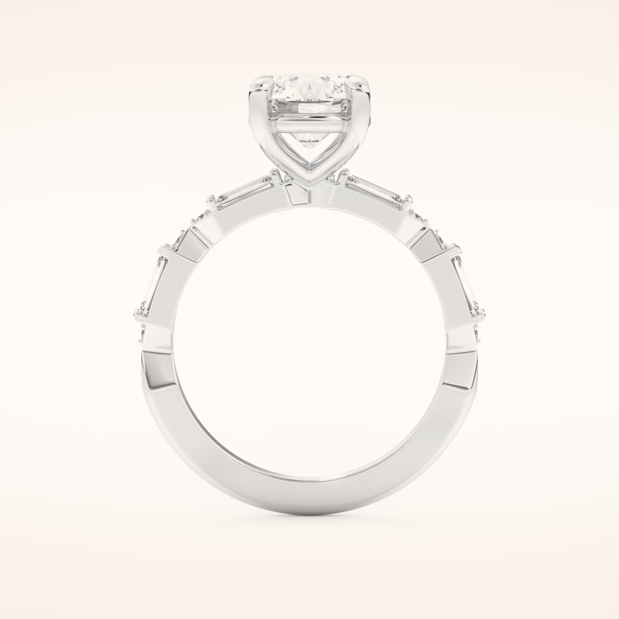 1.5 CT Round Shaped Pave Moissanite Engagement Ring