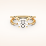 1.5 CT Round Shaped Pave Split Shank Moissanite Engagement Ring