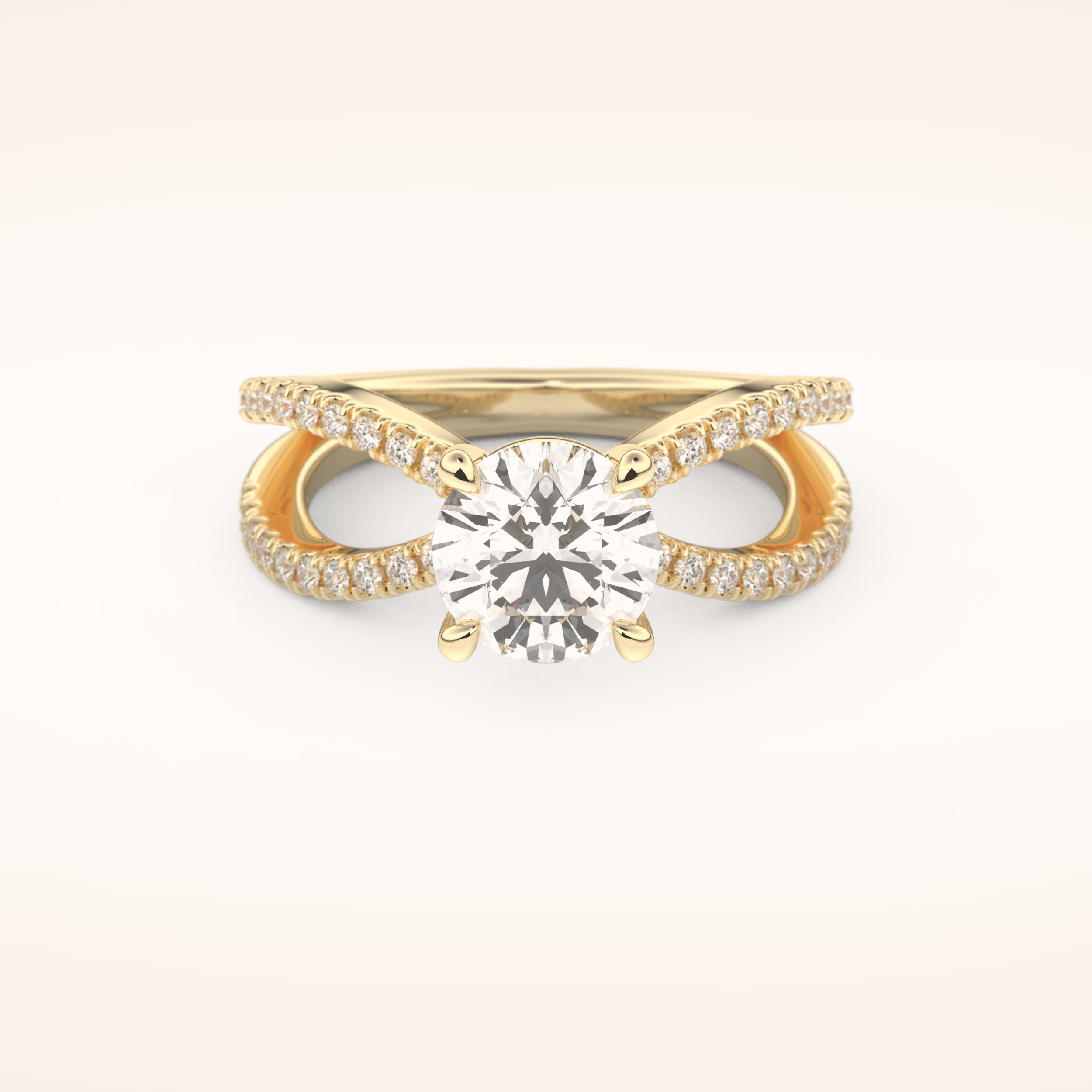 1.5 CT Round Shaped Pave Split Shank Moissanite Engagement Ring
