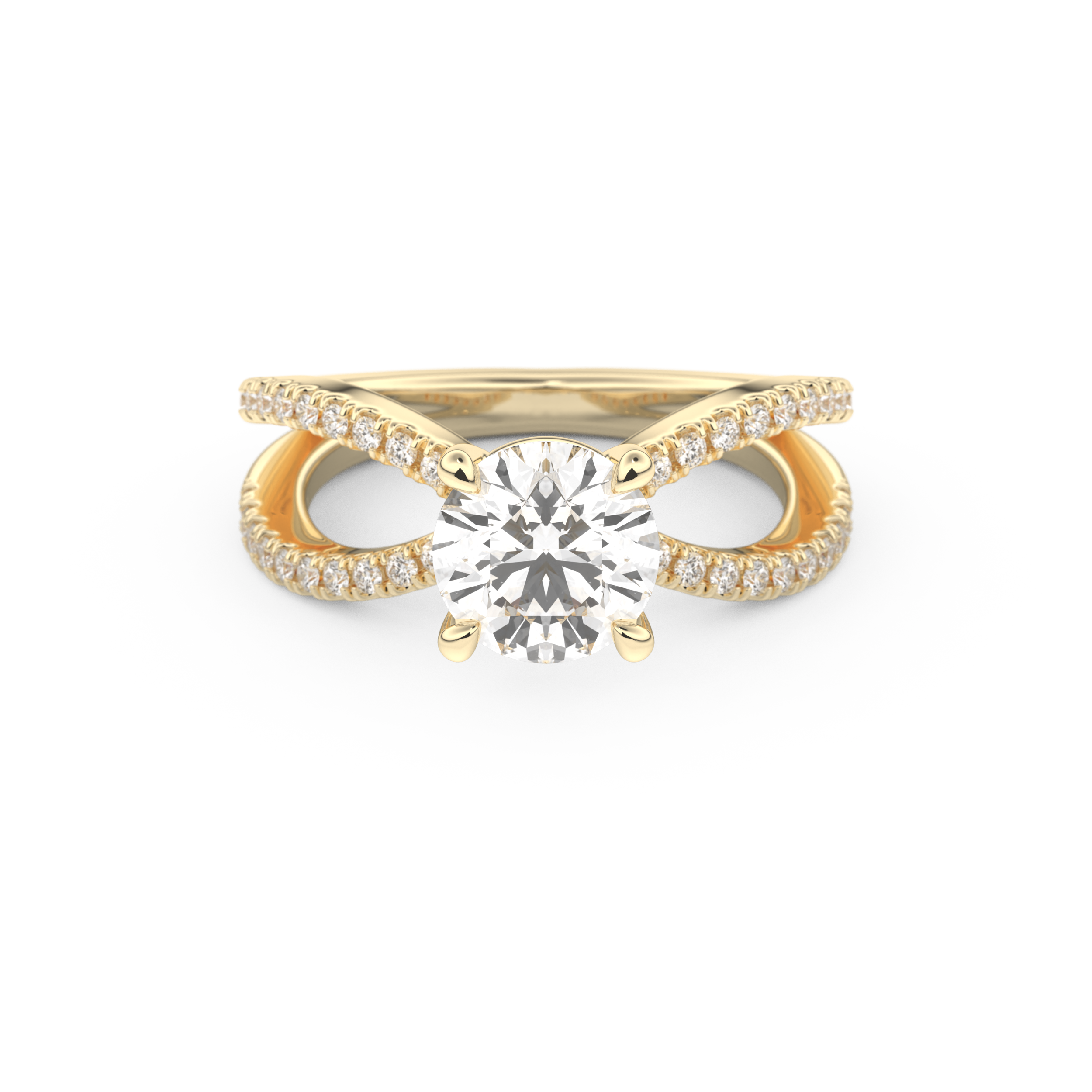 Round Pave & Split Shank Lab Grown Diamond Engagement Ring