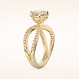 1.5 CT Round Shaped Pave Split Shank Moissanite Engagement Ring