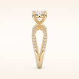 1.5 CT Round Shaped Pave Split Shank Moissanite Engagement Ring