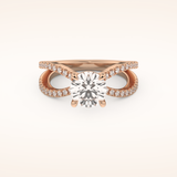 1.5 CT Round Shaped Pave Split Shank Moissanite Engagement Ring