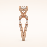 1.5 CT Round Shaped Pave Split Shank Moissanite Engagement Ring