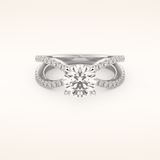 1.5 CT Round Shaped Pave Split Shank Moissanite Engagement Ring