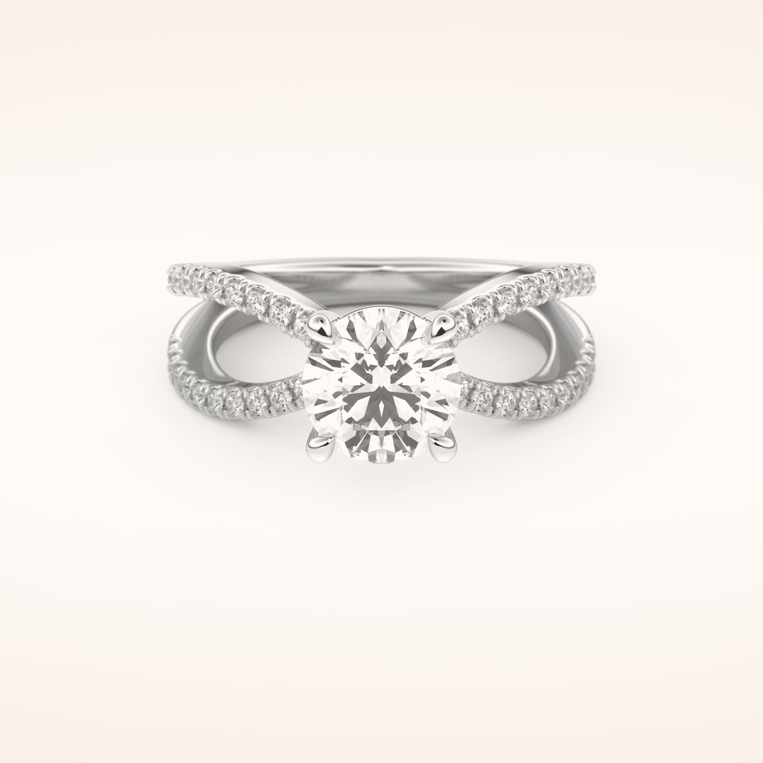 1.5 CT Round Shaped Pave Split Shank Moissanite Engagement Ring