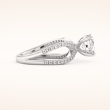 1.5 CT Round Shaped Pave Split Shank Moissanite Engagement Ring