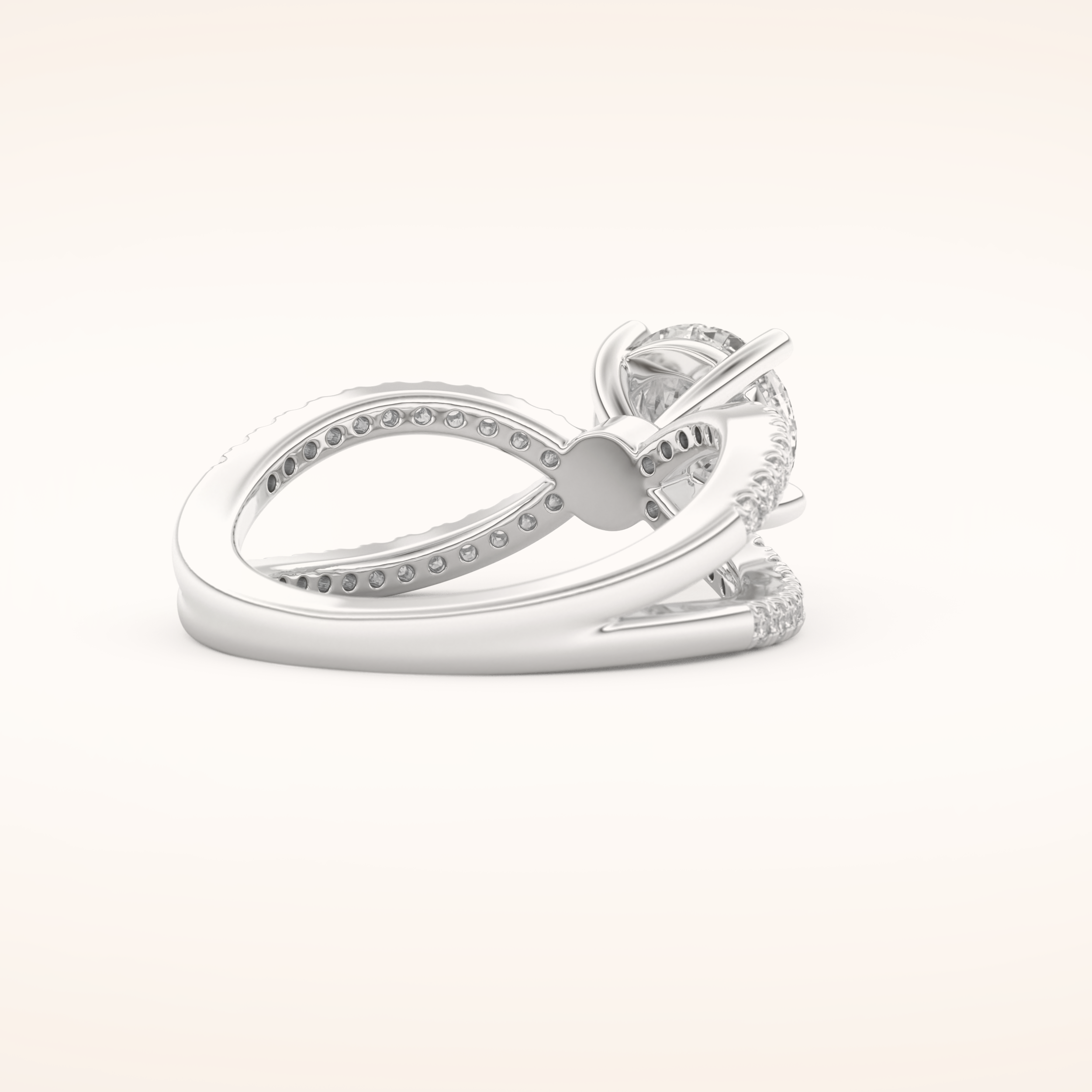 1.5 CT Round Shaped Pave Split Shank Moissanite Engagement Ring