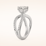1.5 CT Round Shaped Pave Split Shank Moissanite Engagement Ring