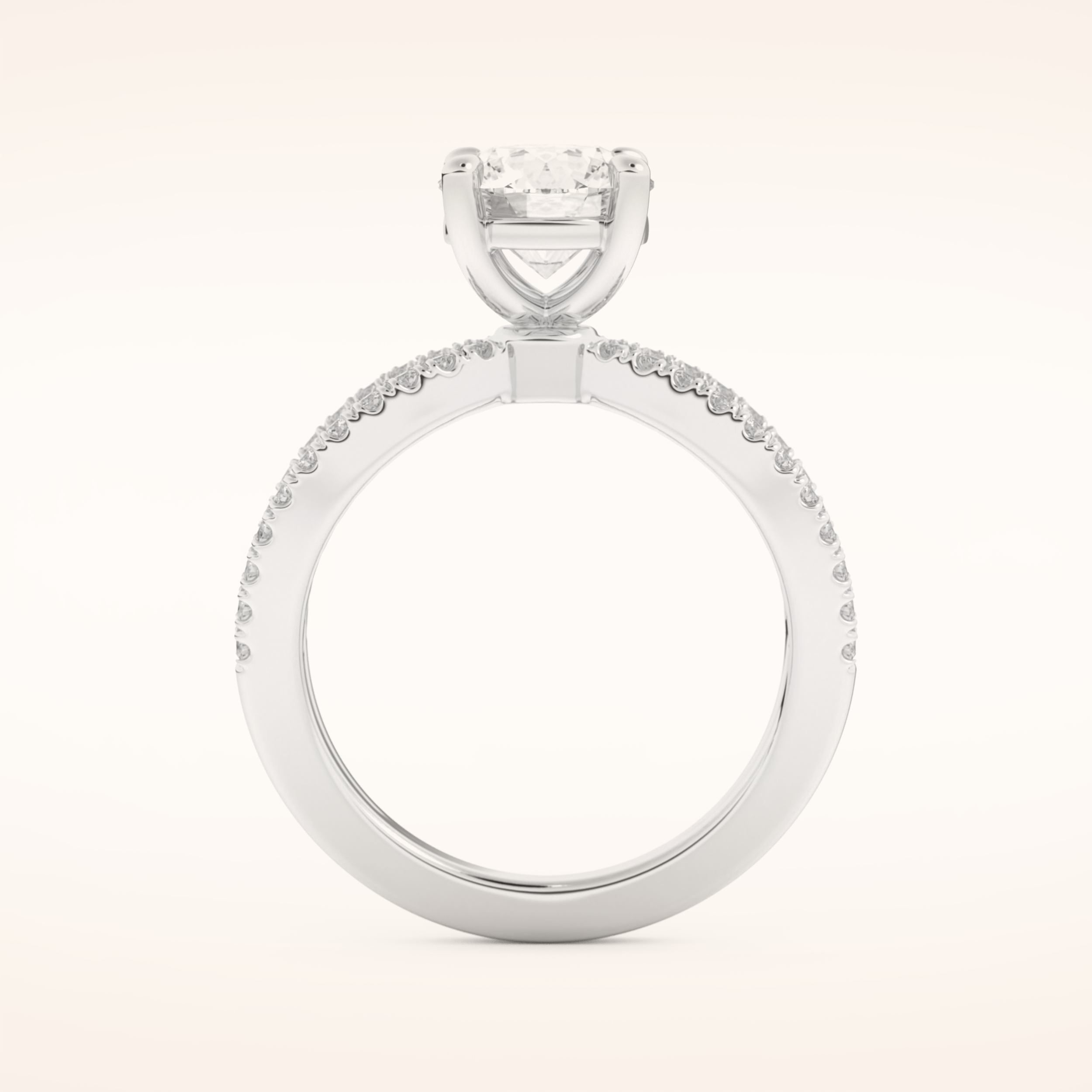 1.5 CT Round Shaped Pave Split Shank Moissanite Engagement Ring
