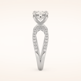 1.5 CT Round Shaped Pave Split Shank Moissanite Engagement Ring