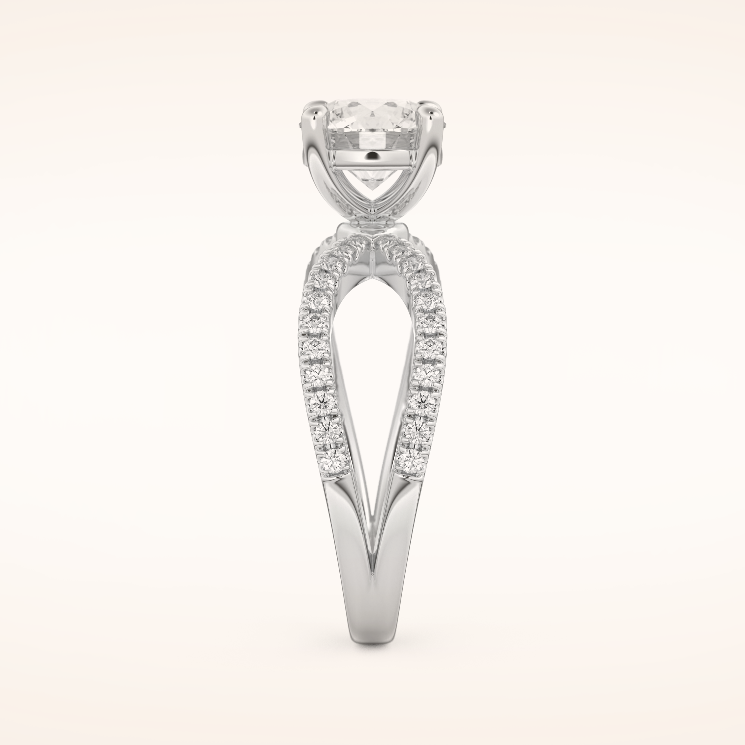 1.5 CT Round Shaped Pave Split Shank Moissanite Engagement Ring