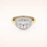 2 CT Oval Shaped Double Halo Moissanite Engagement Ring