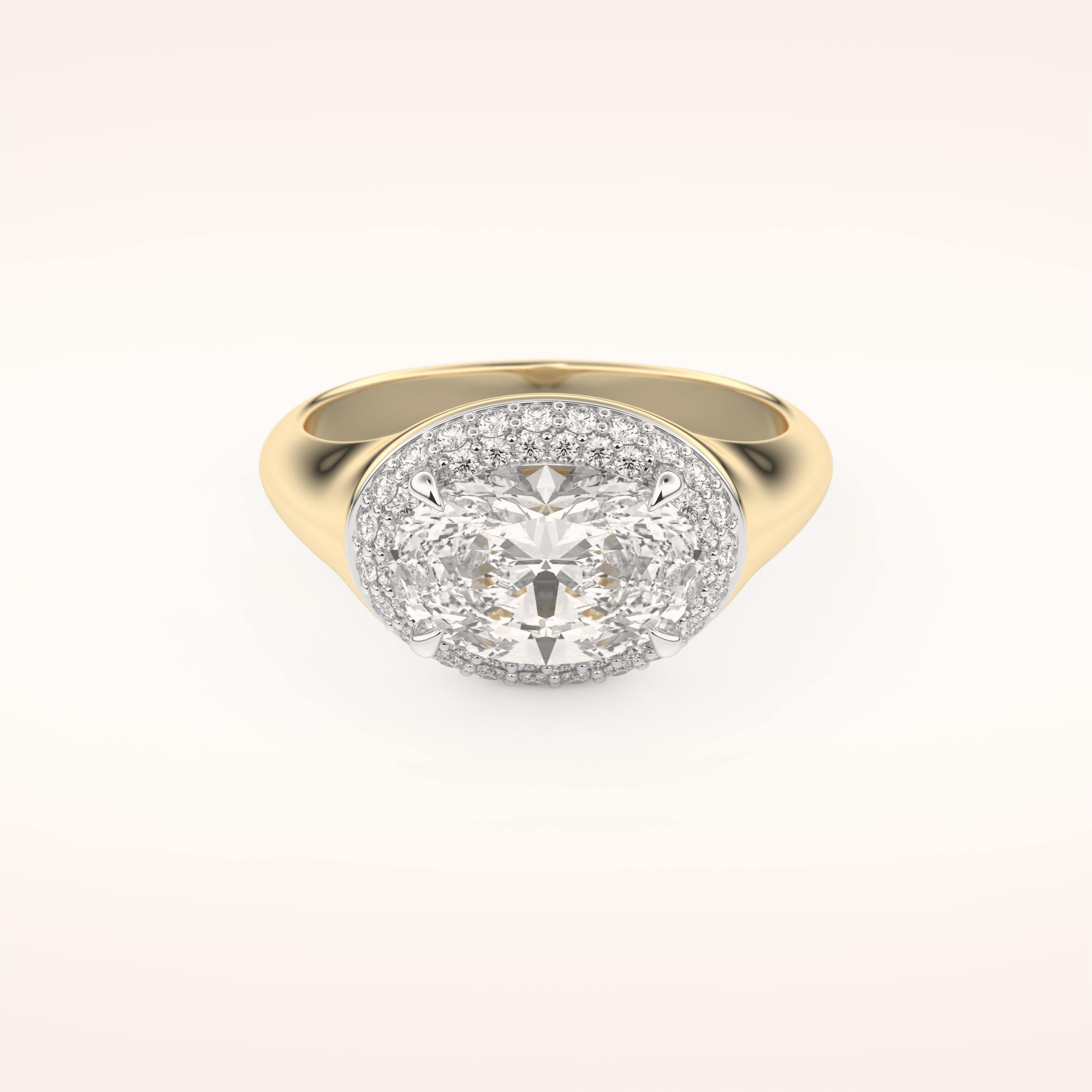 2 CT Oval Shaped Double Halo Moissanite Engagement Ring