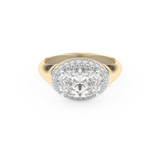 East West Oval Halo Lab Grown Diamond Engagement Ring