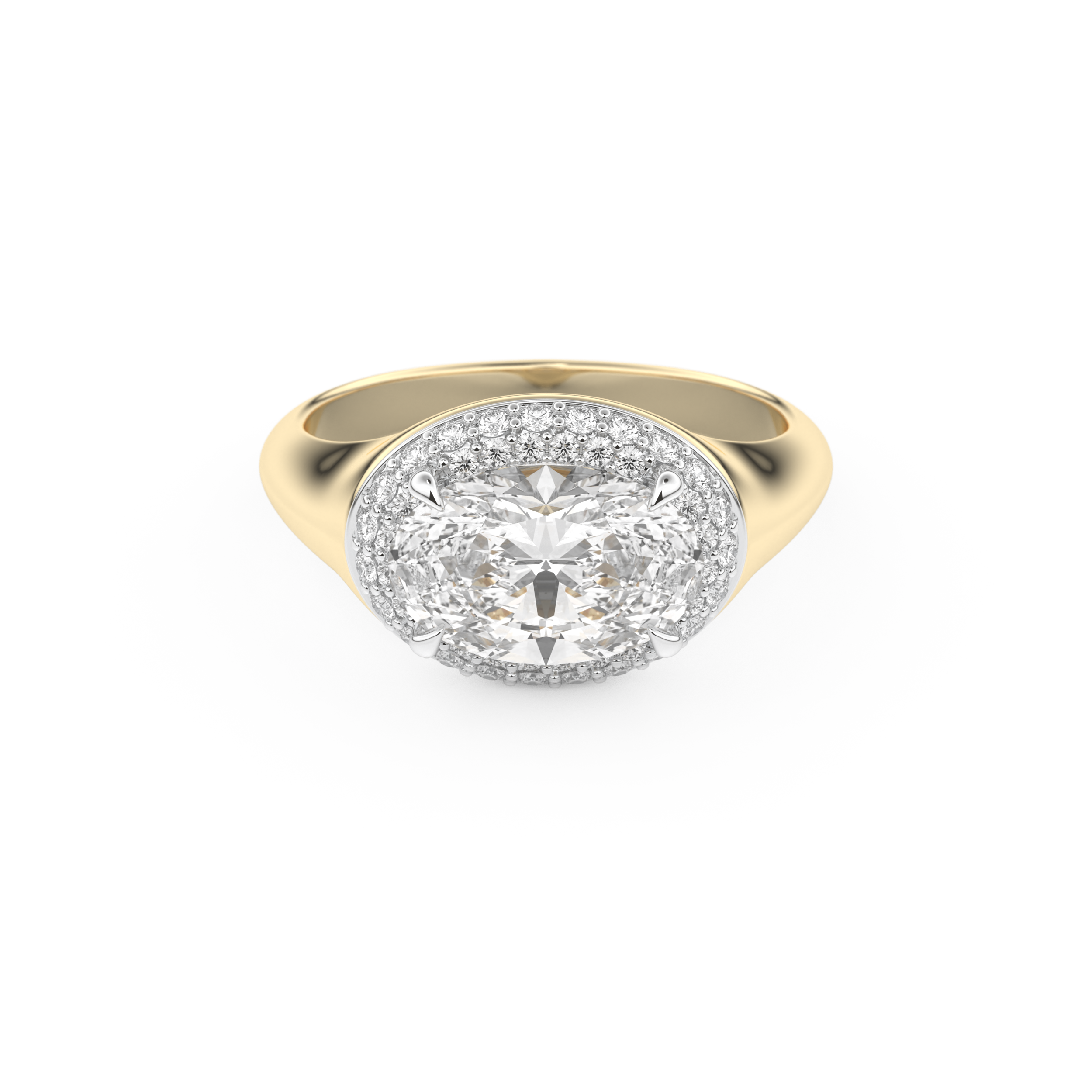 East West Oval Halo Lab Grown Diamond Engagement Ring