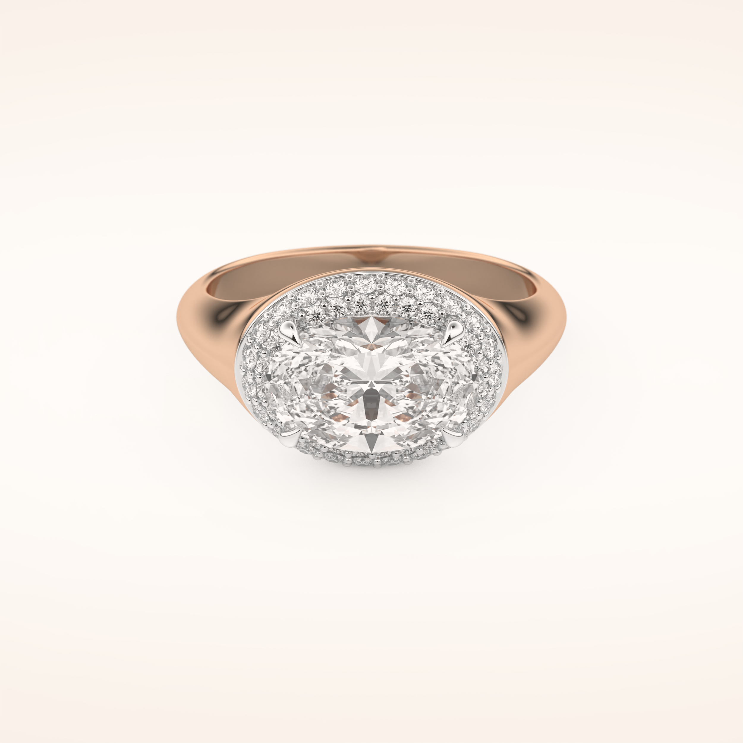 2 CT Oval Shaped Double Halo Moissanite Engagement Ring