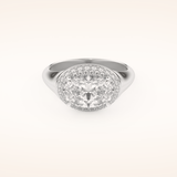 2 CT Oval Shaped Double Halo Moissanite Engagement Ring