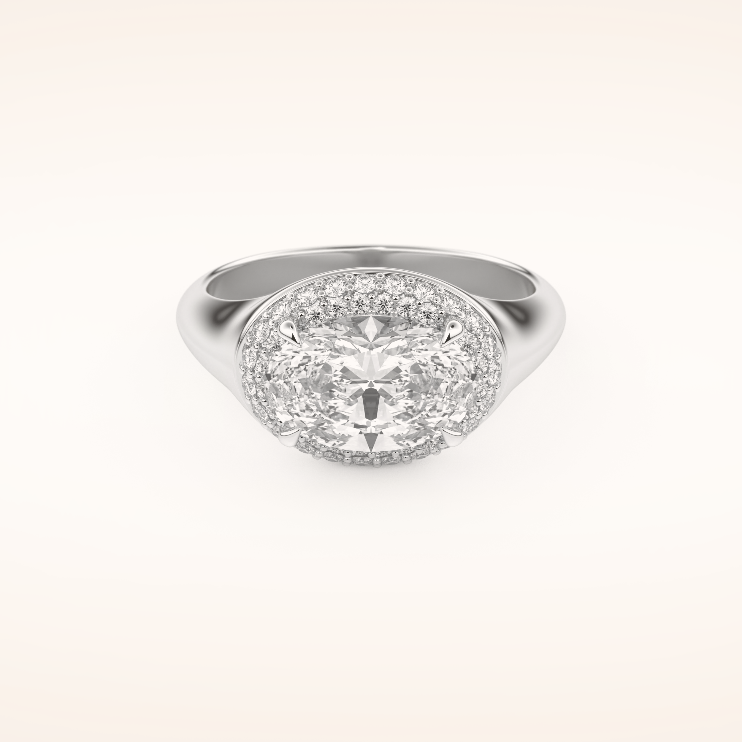 2 CT Oval Shaped Double Halo Moissanite Engagement Ring
