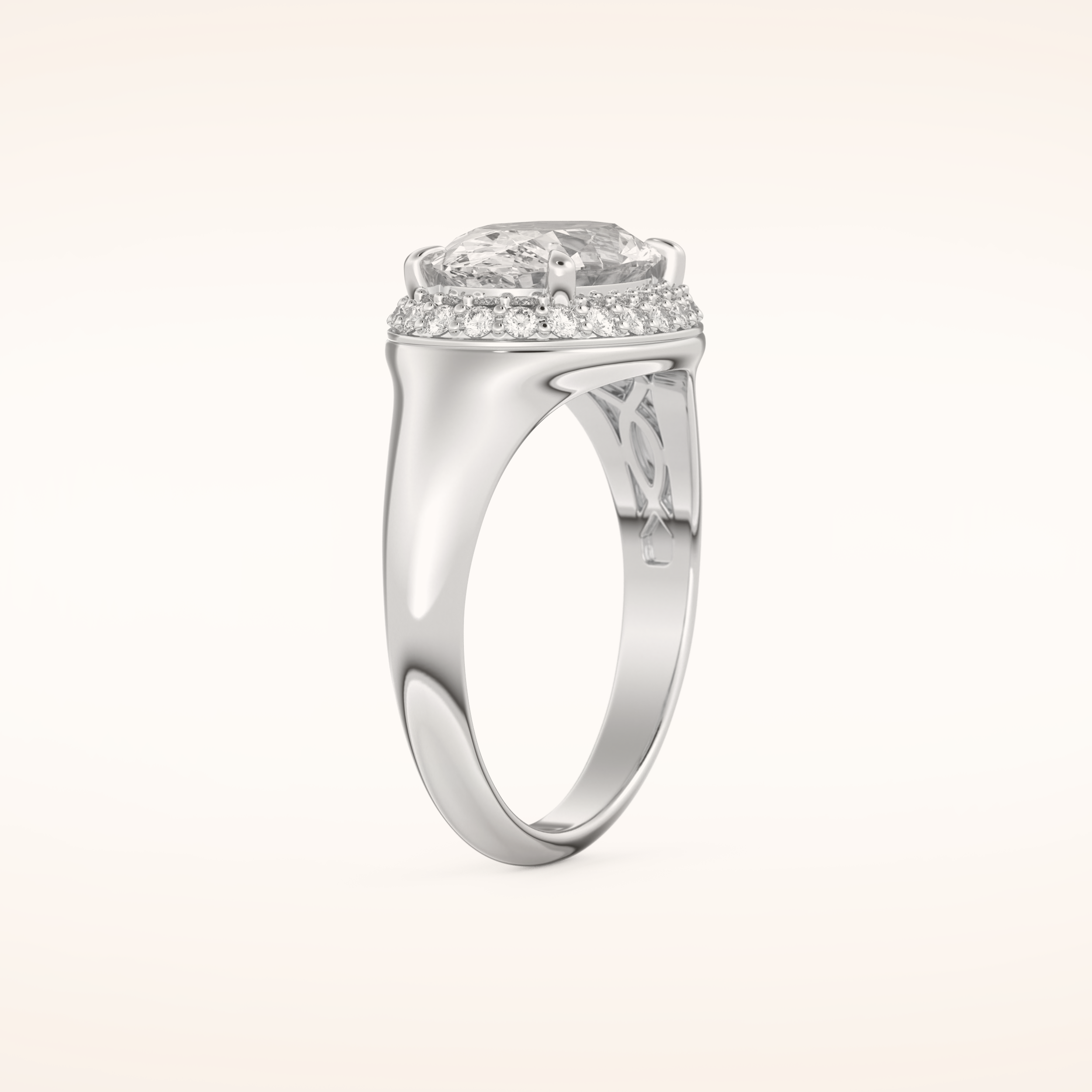 2 CT Oval Shaped Double Halo Moissanite Engagement Ring