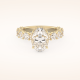 2.5 CT Oval Shaped Hidden Halo & Pave Moissanite Engagement Ring