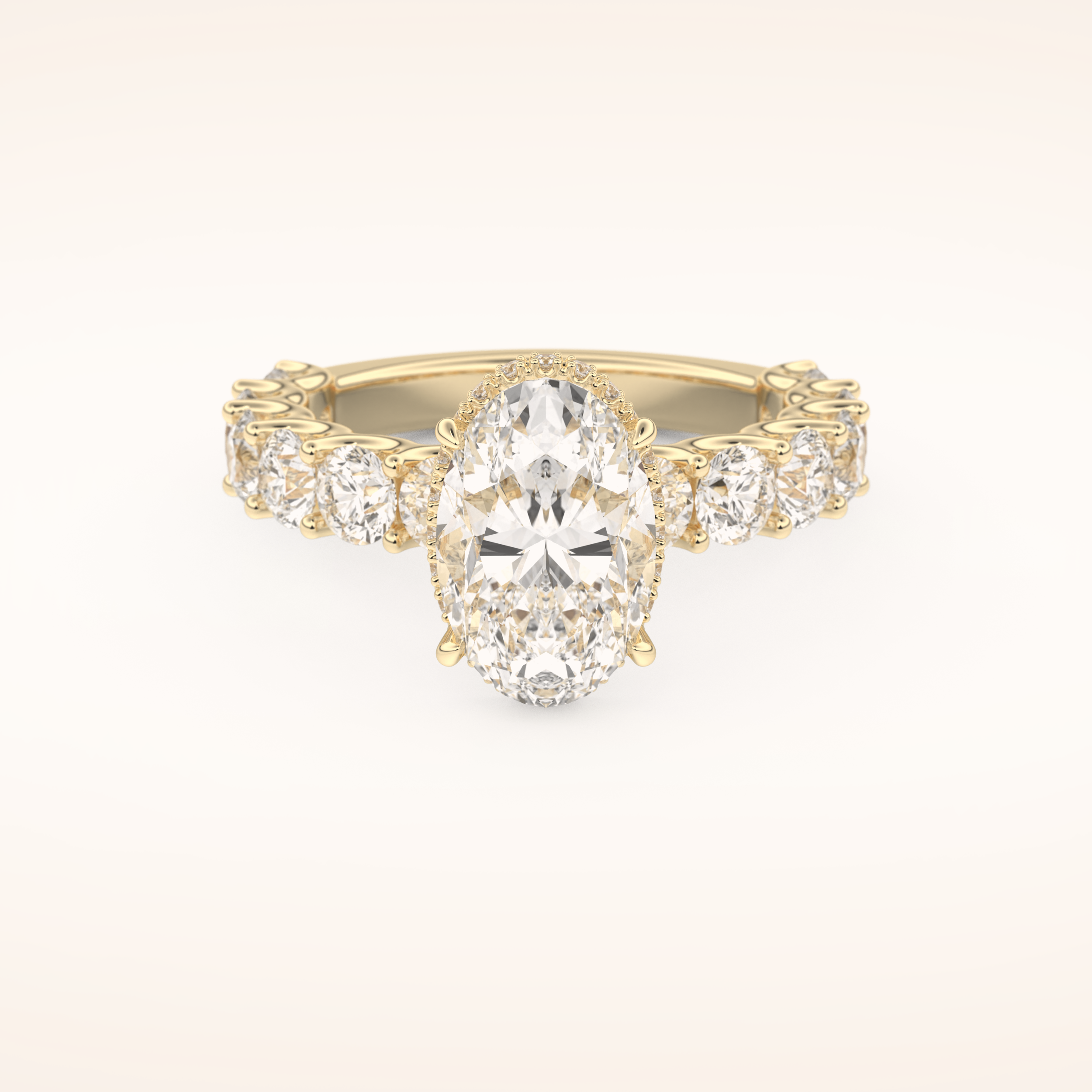 2.5 CT Oval Shaped Hidden Halo & Pave Moissanite Engagement Ring