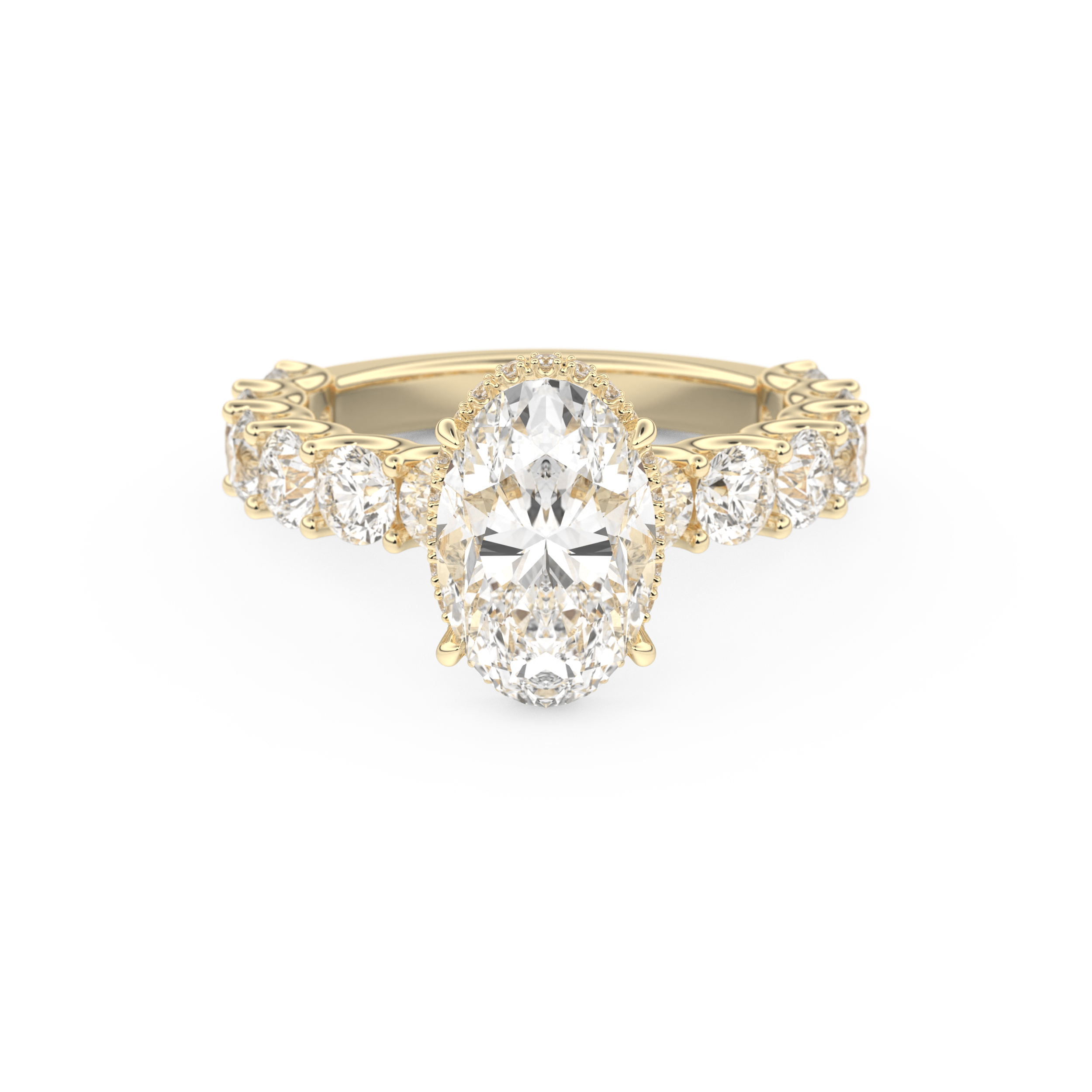 Oval Pave & Hidden Halo Lab Grown Diamond Engagement Ring