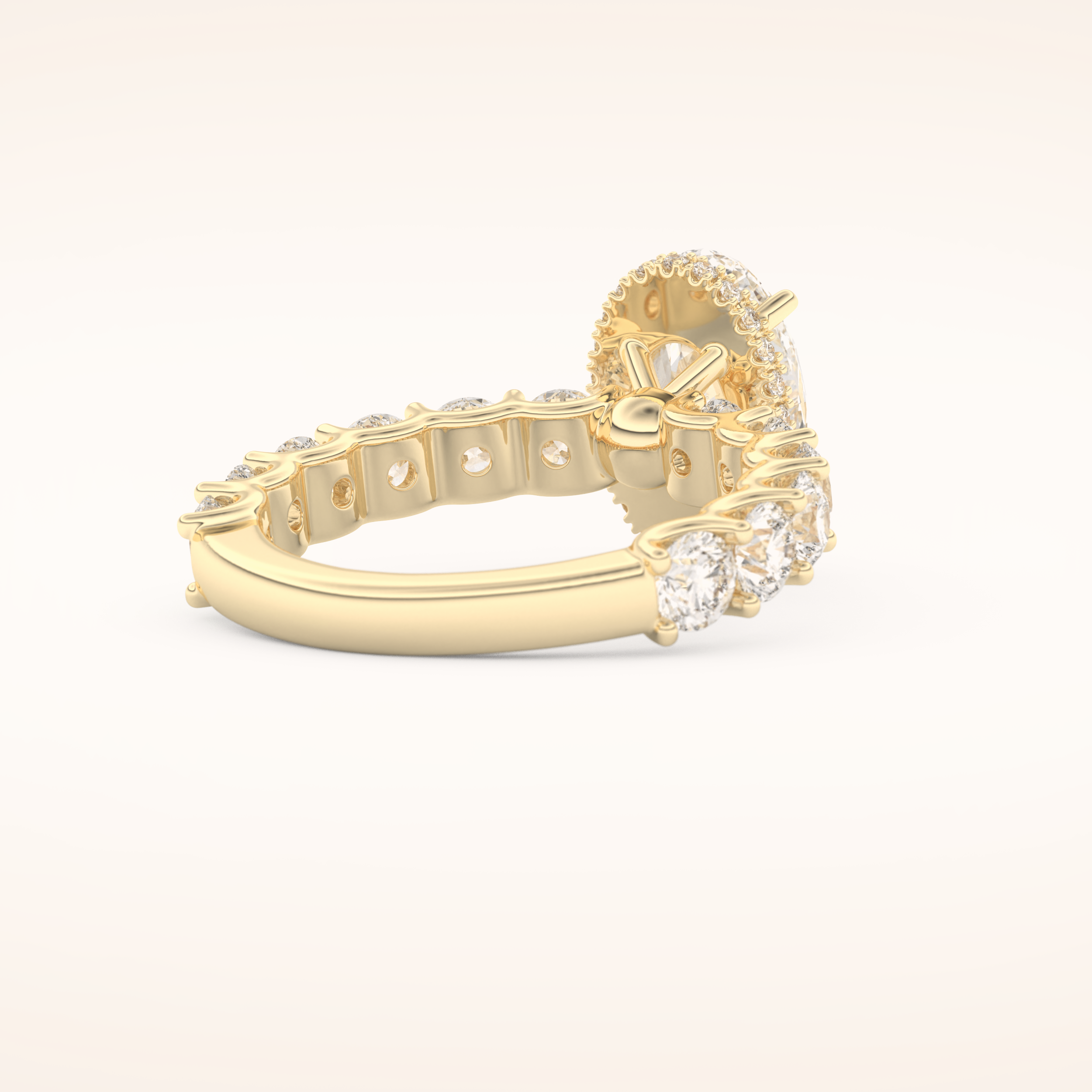 2.5 CT Oval Shaped Hidden Halo & Pave Moissanite Engagement Ring