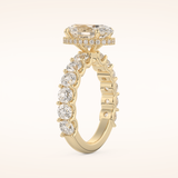 2.5 CT Oval Shaped Hidden Halo & Pave Moissanite Engagement Ring