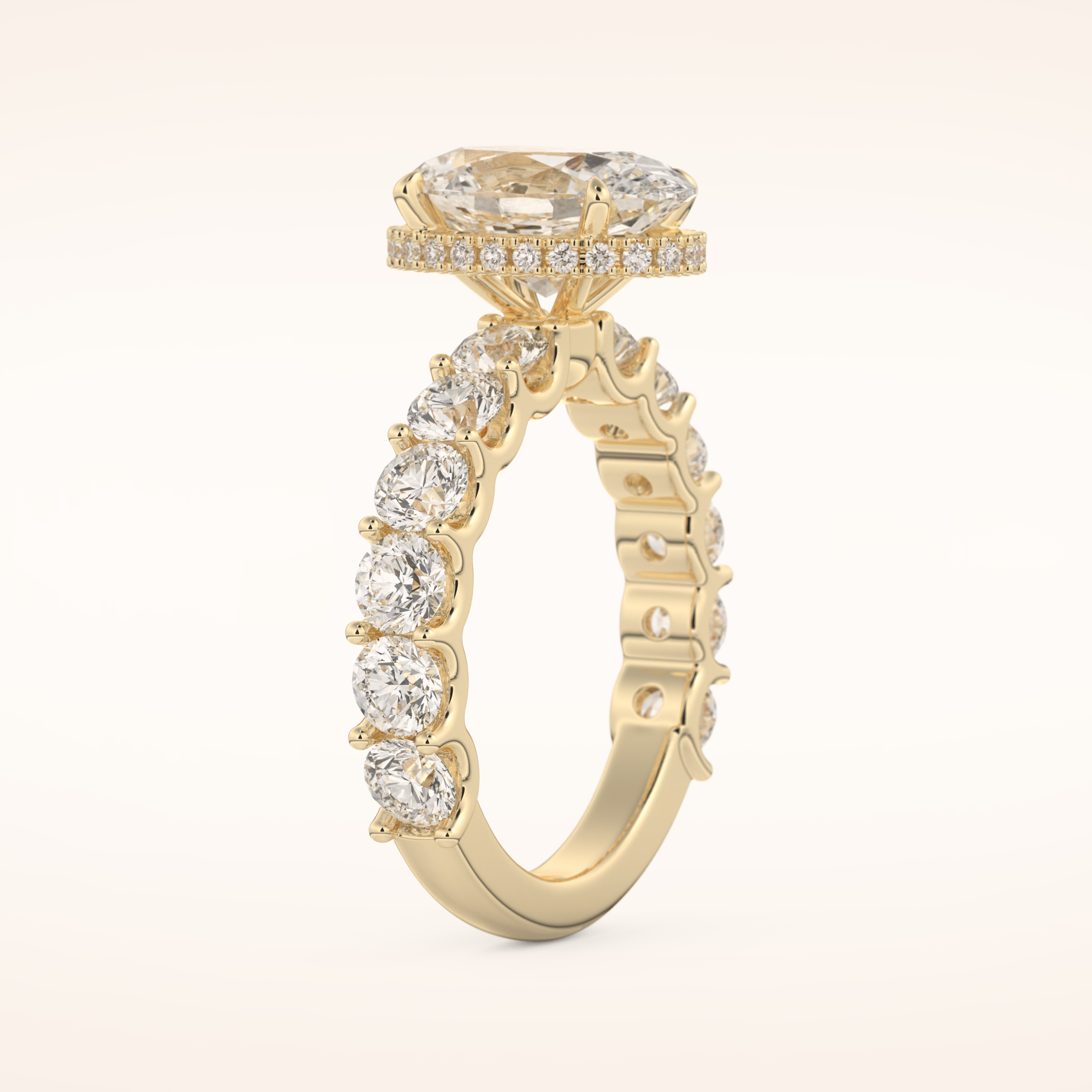 2.5 CT Oval Shaped Hidden Halo & Pave Moissanite Engagement Ring