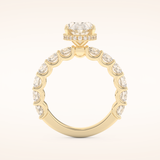 2.5 CT Oval Shaped Hidden Halo & Pave Moissanite Engagement Ring