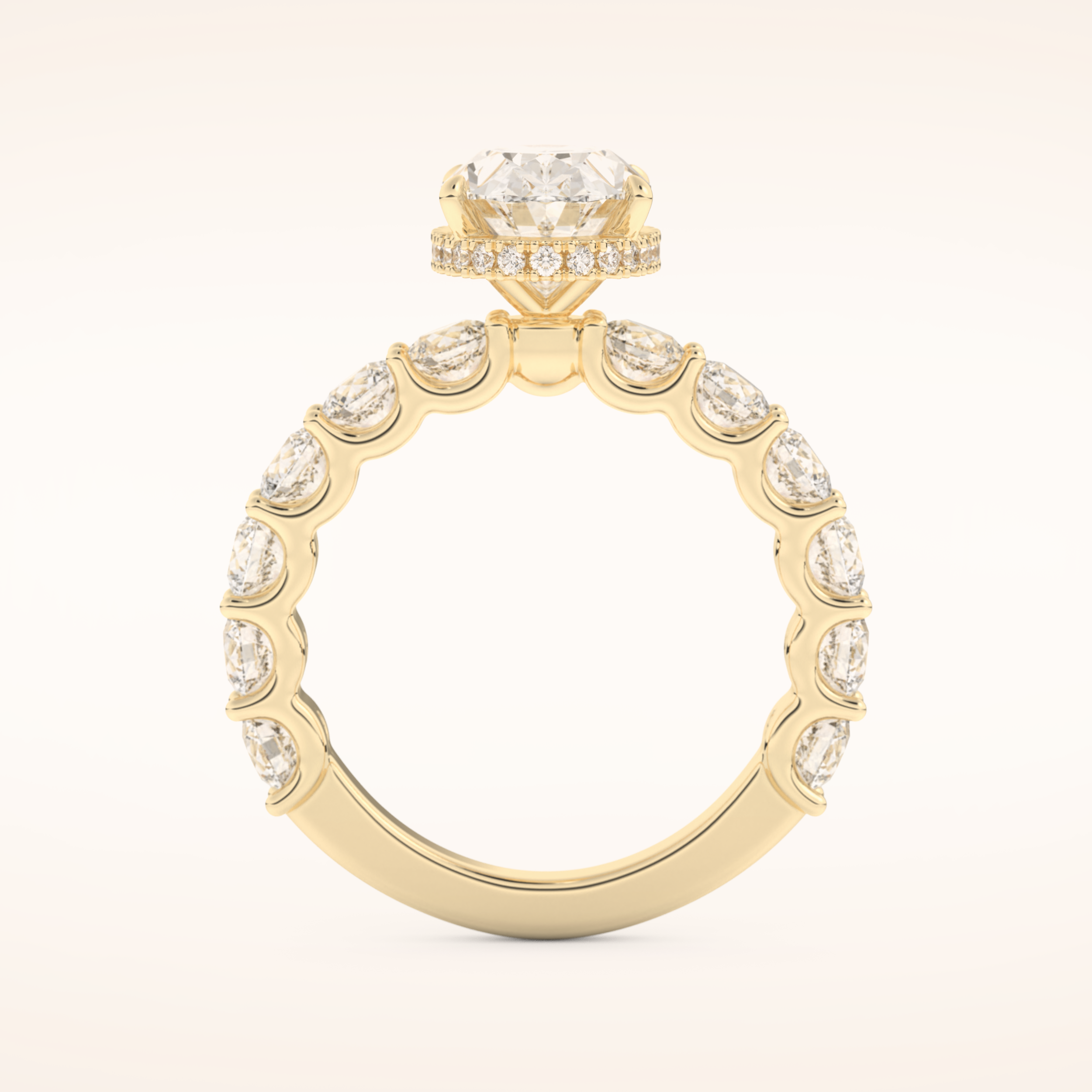 2.5 CT Oval Shaped Hidden Halo & Pave Moissanite Engagement Ring