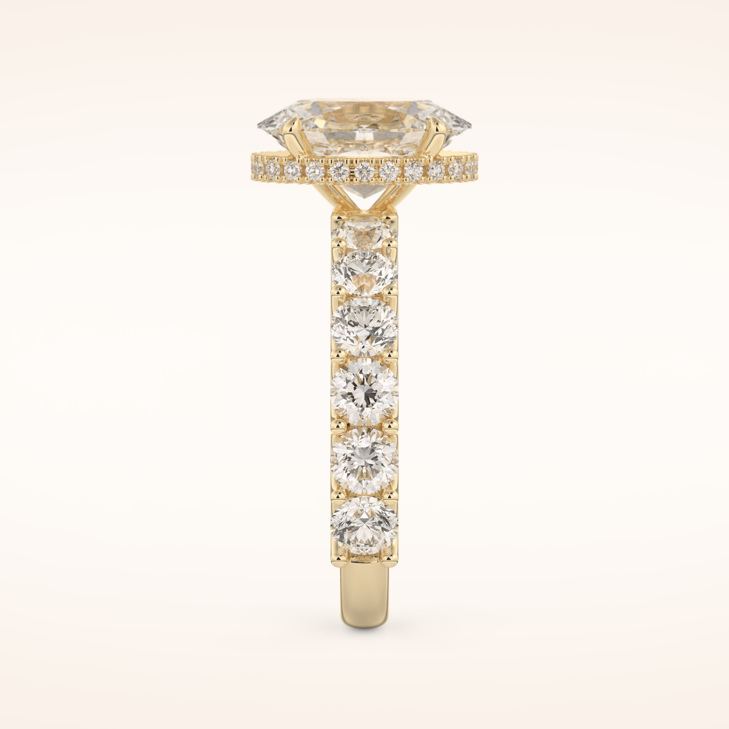 2.5 CT Oval Shaped Hidden Halo & Pave Moissanite Engagement Ring