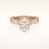 2.5 CT Oval Shaped Hidden Halo & Pave Moissanite Engagement Ring