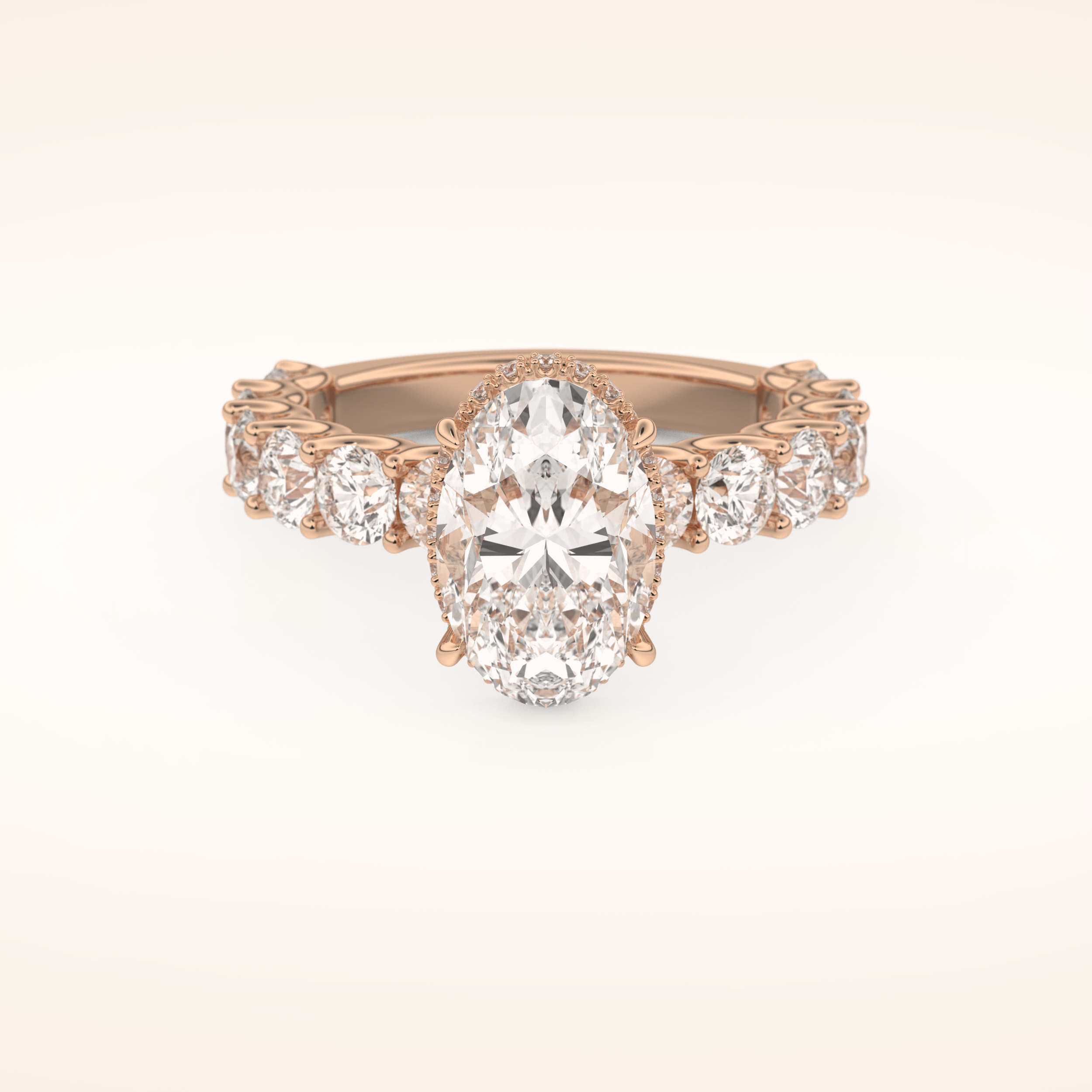 2.5 CT Oval Shaped Hidden Halo & Pave Moissanite Engagement Ring