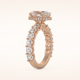 2.5 CT Oval Shaped Hidden Halo & Pave Moissanite Engagement Ring