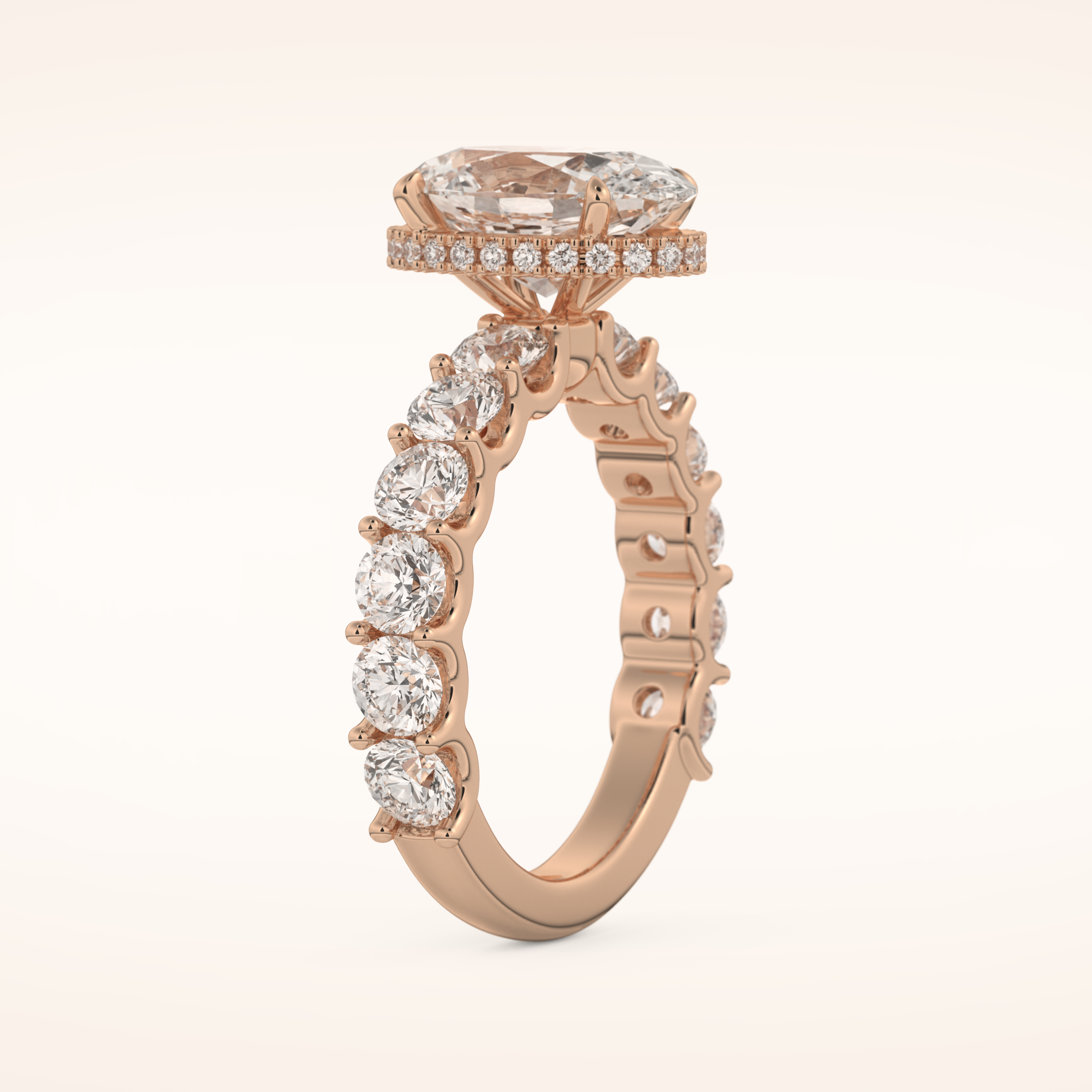 2.5 CT Oval Shaped Hidden Halo & Pave Moissanite Engagement Ring