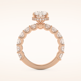 2.5 CT Oval Shaped Hidden Halo & Pave Moissanite Engagement Ring