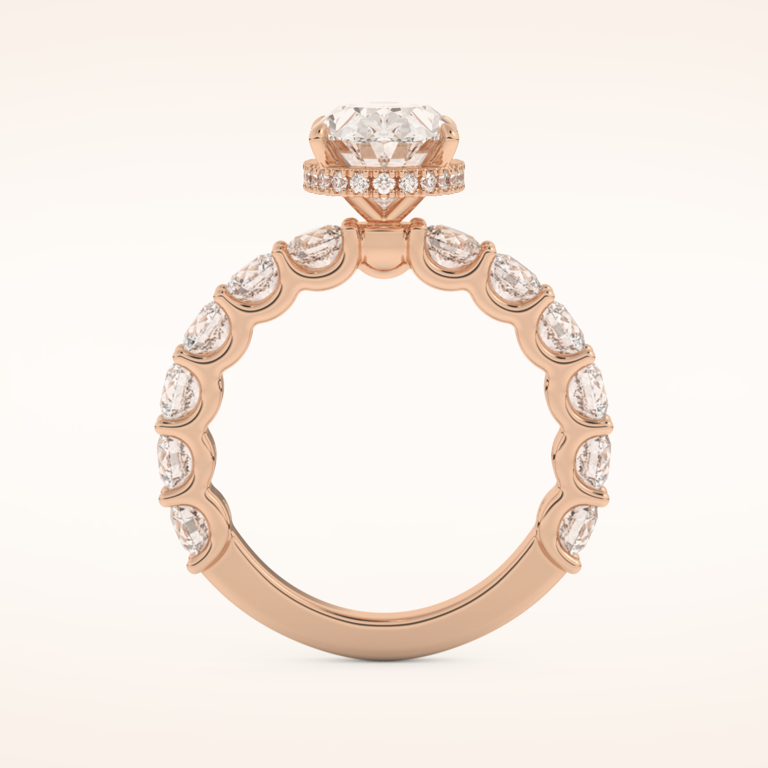 2.5 CT Oval Shaped Hidden Halo & Pave Moissanite Engagement Ring