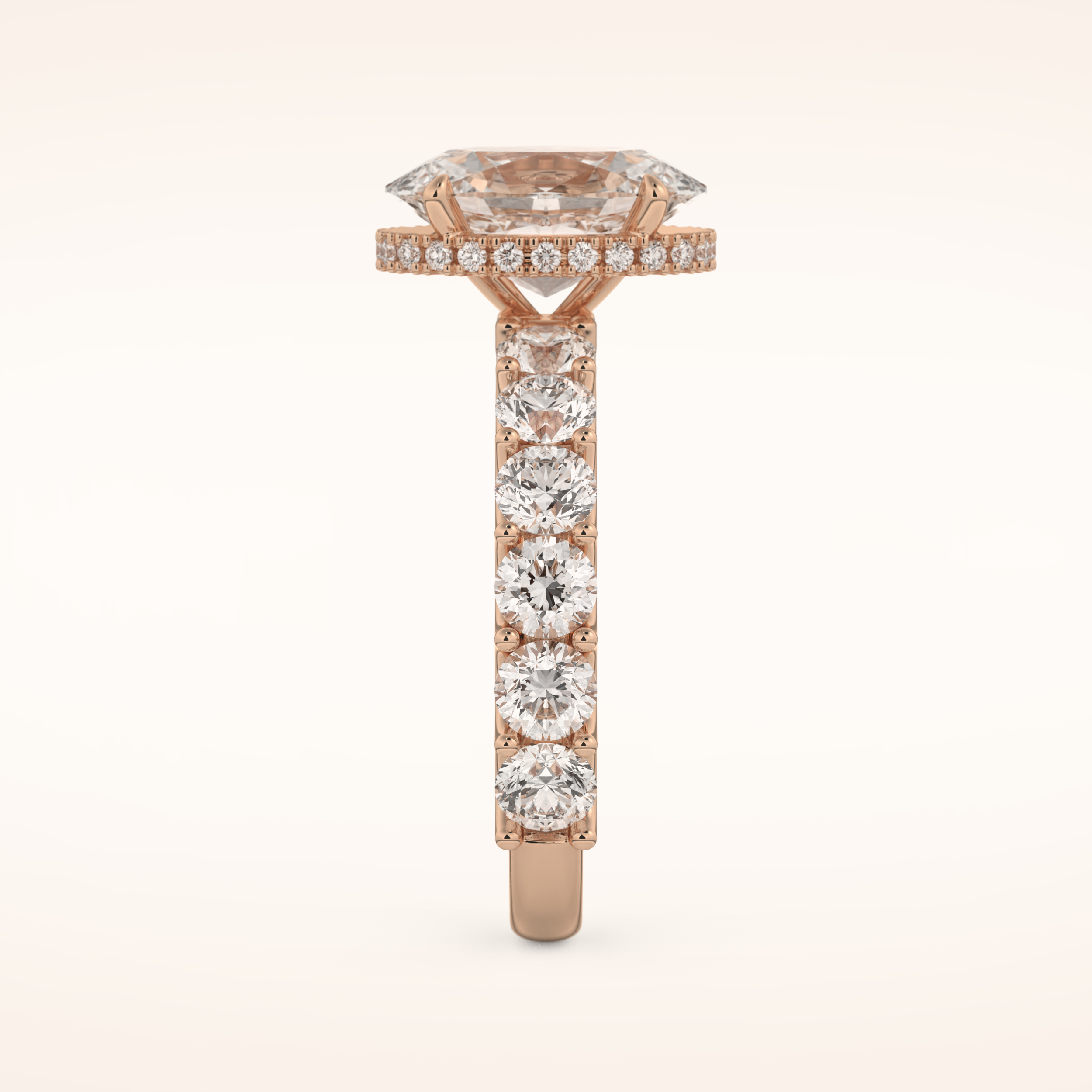 2.5 CT Oval Shaped Hidden Halo & Pave Moissanite Engagement Ring