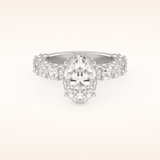 2.5 CT Oval Shaped Hidden Halo & Pave Moissanite Engagement Ring