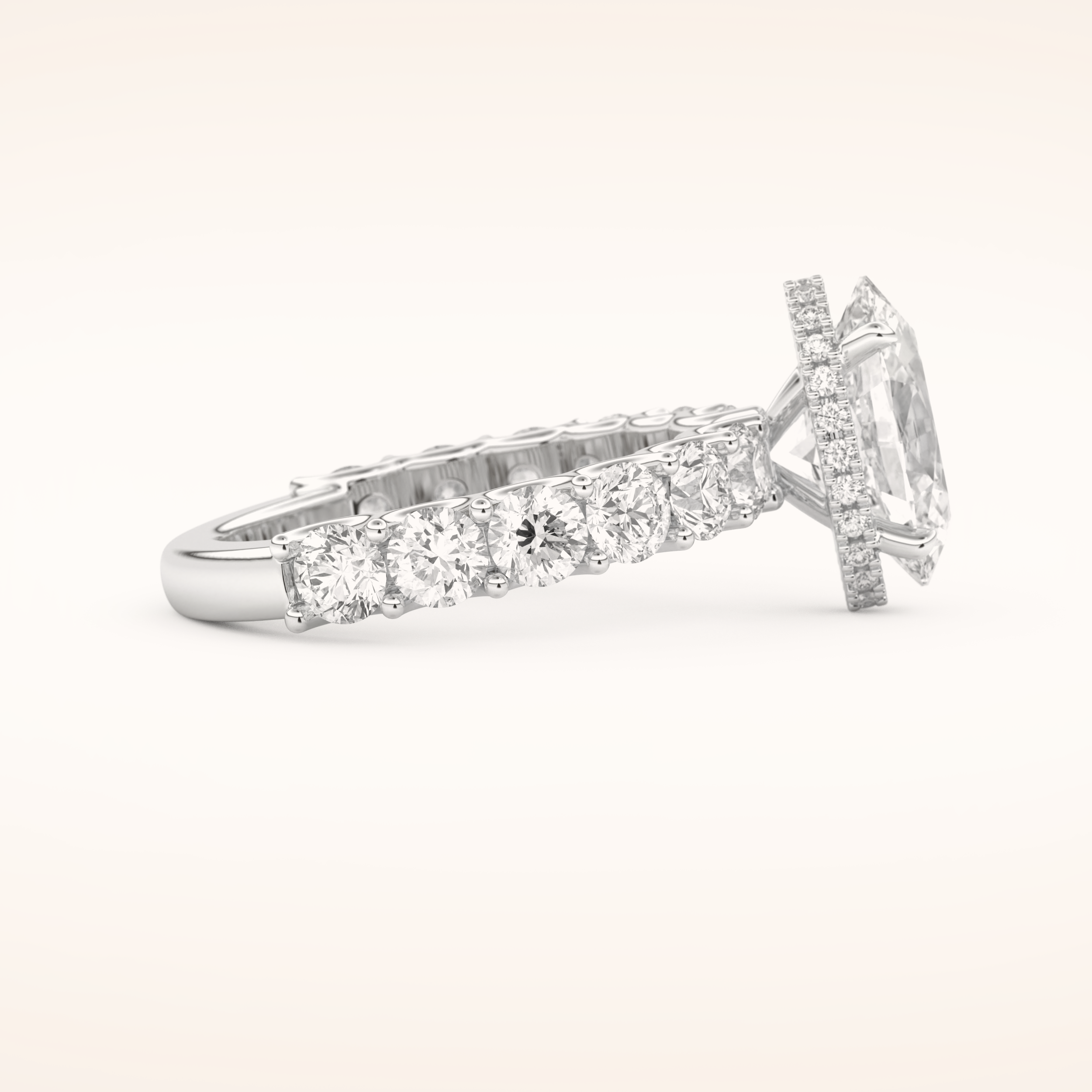 2.5 CT Oval Shaped Hidden Halo & Pave Moissanite Engagement Ring