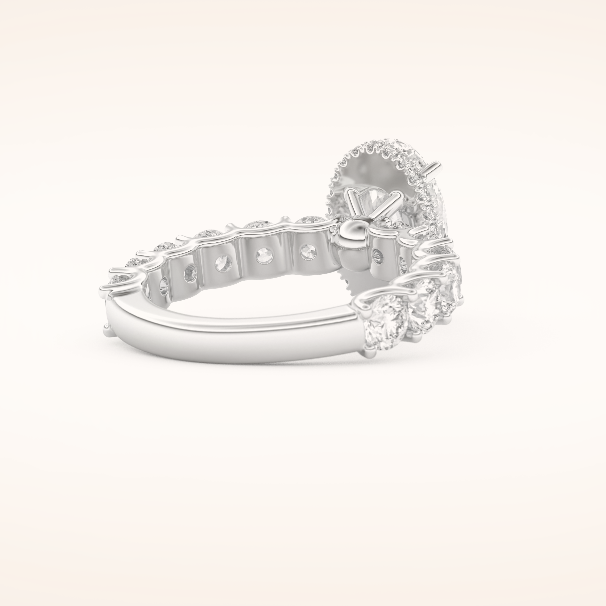 2.5 CT Oval Shaped Hidden Halo & Pave Moissanite Engagement Ring