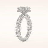 2.5 CT Oval Shaped Hidden Halo & Pave Moissanite Engagement Ring
