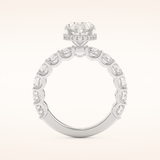 2.5 CT Oval Shaped Hidden Halo & Pave Moissanite Engagement Ring
