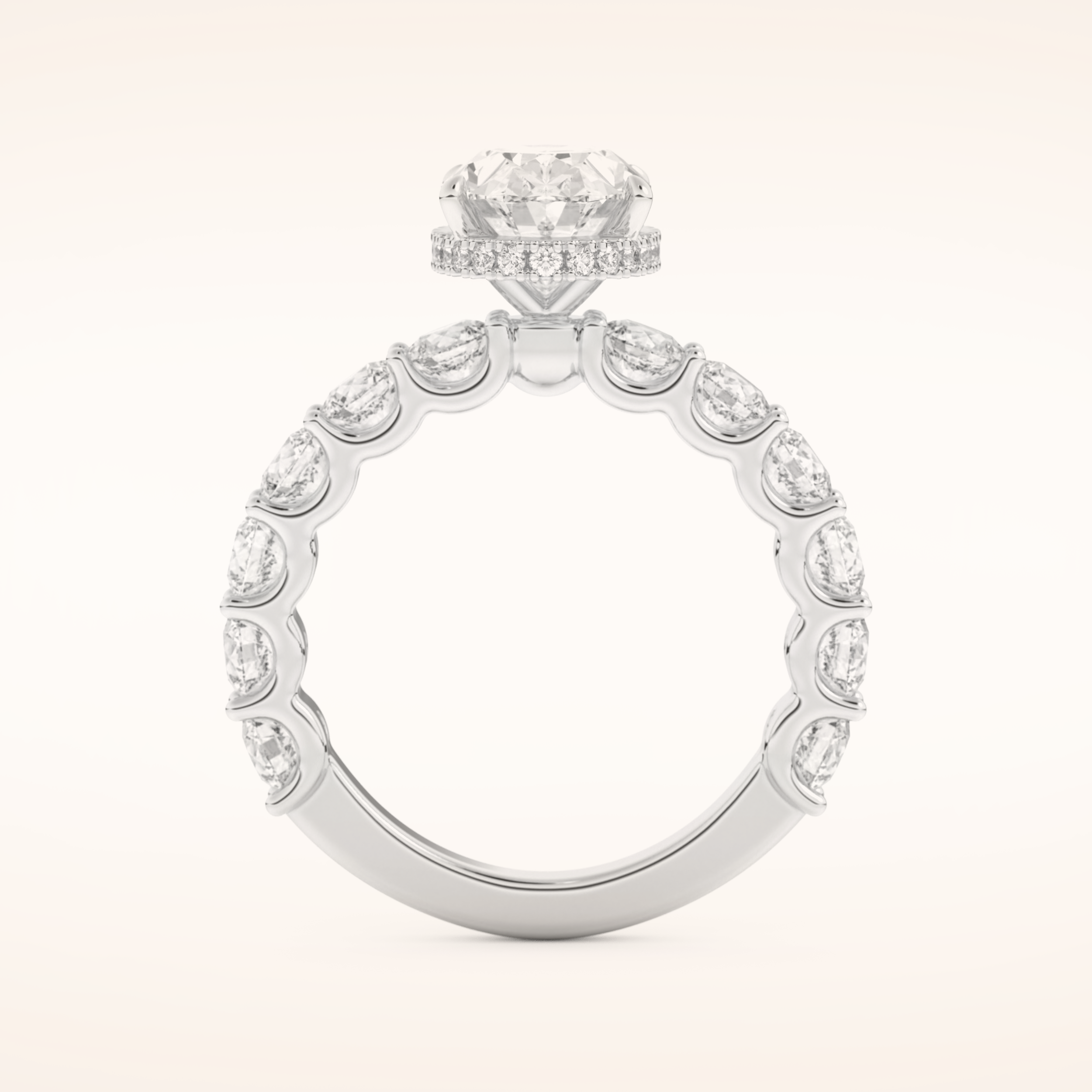 2.5 CT Oval Shaped Hidden Halo & Pave Moissanite Engagement Ring