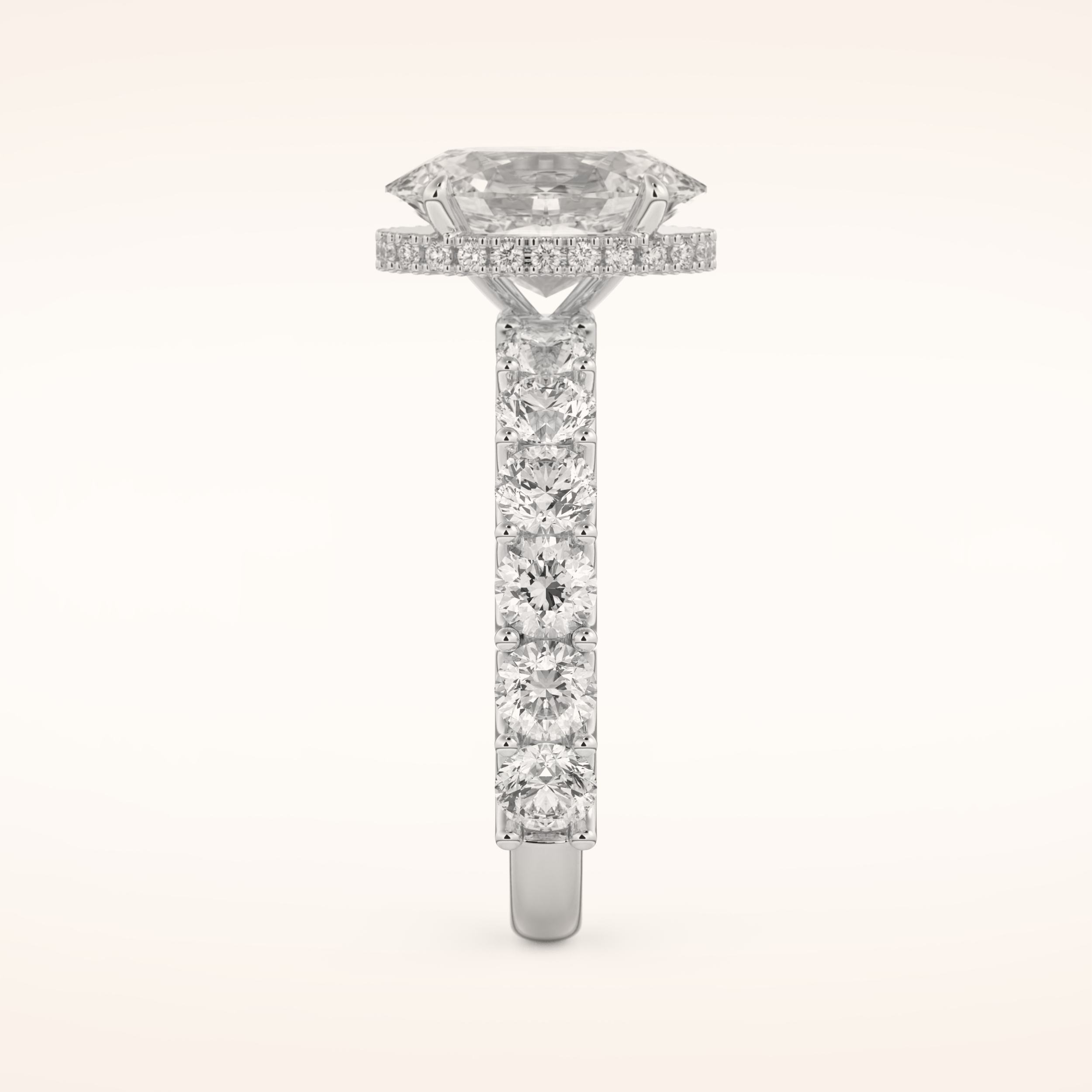 2.5 CT Oval Shaped Hidden Halo & Pave Moissanite Engagement Ring